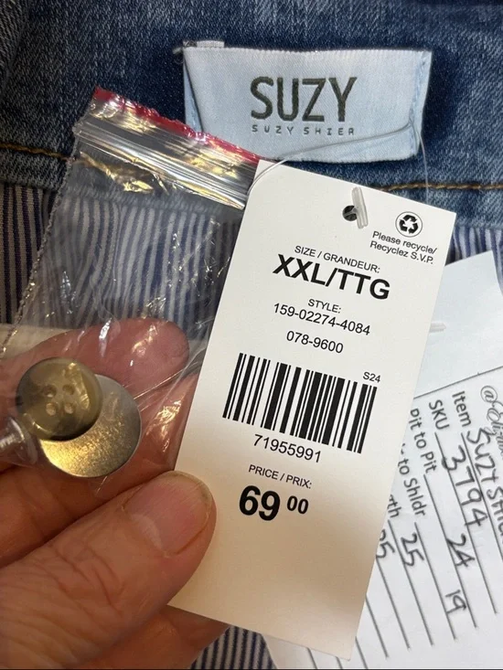 Suzy Shier Light Wash Denim Blazer Jacket Size XXL NWT - Picture 6 of 9